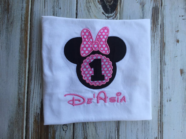 Minnie Mouse 1st Birthday Shirt or onesie