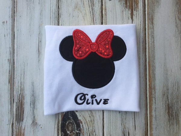 Minnie Mouse head shirt or onesie