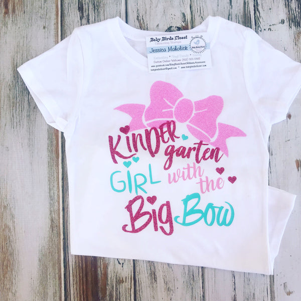 Kindergarten Girl with the Big Bow back to school shirt