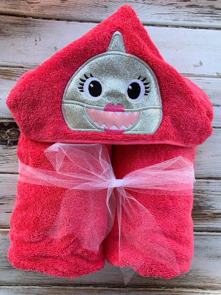Girl Shark Hooded towel , Mommy Shark Hooded Towel