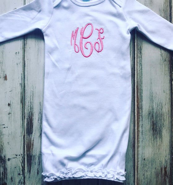 White Monogrammed Infant Gown