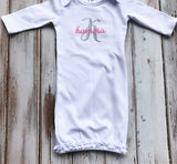 Ruffle White Monogrammed Infant Gown