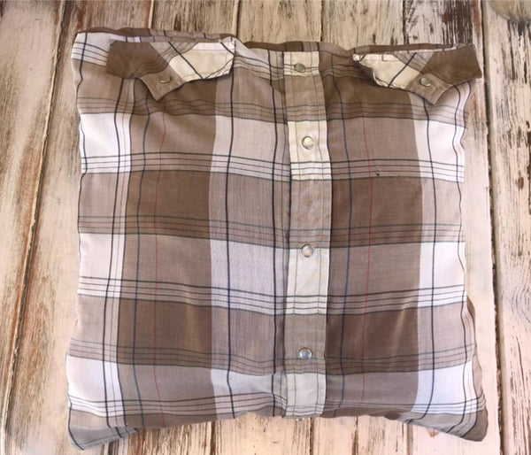 Button up shirt made into a pillow cover