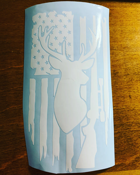 American Flag Hunting Decal