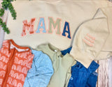 Mama Embroidered Baby Outfit Keepsake Applique Sweatshirt, Simple Mama Pullover, Gift for Mom, Personalized Mama Shirt