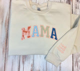 Mama Embroidered Baby Outfit Keepsake Applique Sweatshirt, Simple Mama Pullover, Gift for Mom, Personalized Mama Shirt