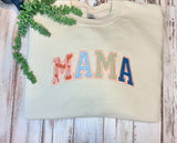 Mama Embroidered Baby Outfit Keepsake Applique Sweatshirt, Simple Mama Pullover, Gift for Mom, Personalized Mama Shirt