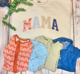 Mama Embroidered Baby Outfit Keepsake Applique Sweatshirt, Simple Mama Pullover, Gift for Mom, Personalized Mama Shirt