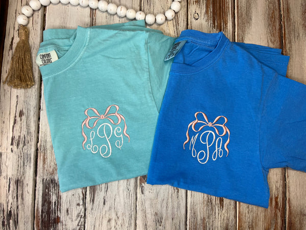 Bow Monogrammed Comfort Colors Shirt