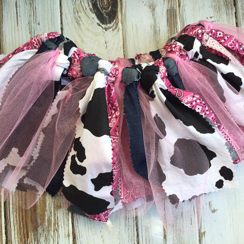 Pink cowgirl fabric tutu
