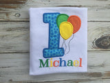 1st birthday onesie or shirt with balloons