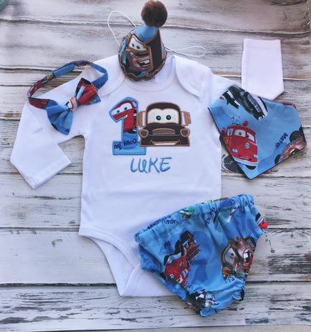 5 piece Cars smash cake outfit