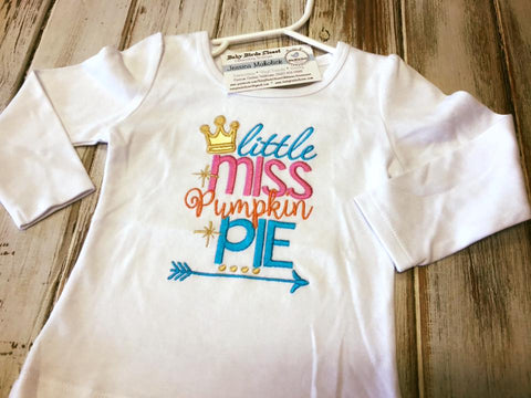 Girls Long Sleeve Thanksgiving Shirt Little Miss Pumpkin Pie Size 18 Months SALE