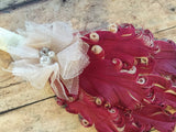 Maroon and Creme Nagorie Feather Headband
