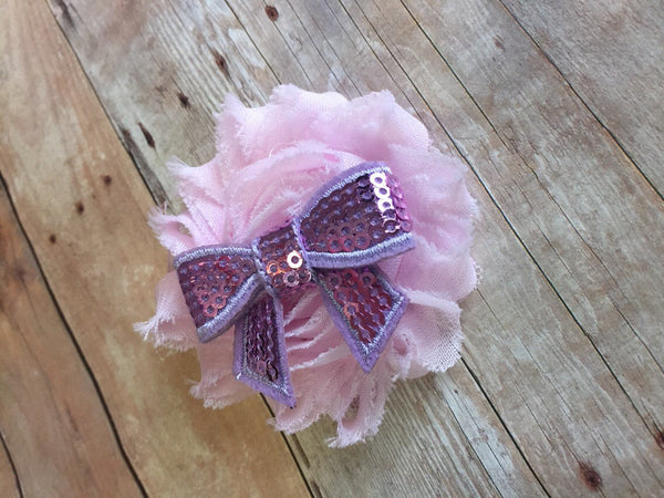 Pink Shabby Flower hair clip