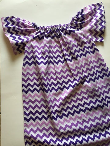 Purple Chevron Peasant Dress