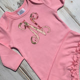 Pink Monogrammed infant gown
