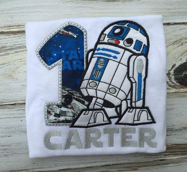 R2D2 1st Birthday shirt or bodysuit