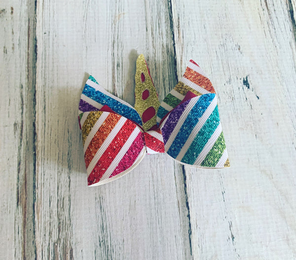 Rainbow Unicorn Faux Leather Bow