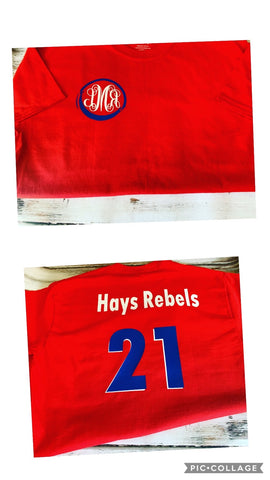 Home Coming Monogrammed Hays Rebels Class of shirt