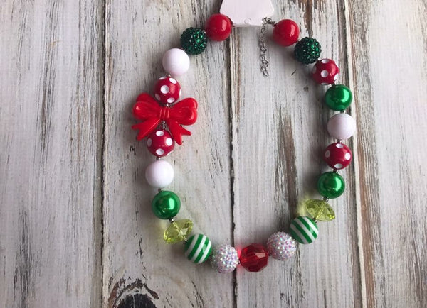 Chunky bead necklace, Christmas necklace