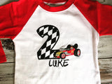 Roadster Racer Mickey Raglan Birthday shirt