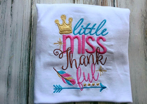 Girls Long Sleeve Thanksgiving Shirt Little Miss Thankful Size 12 Months SALE