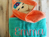 Girl Llama Hooded Towel