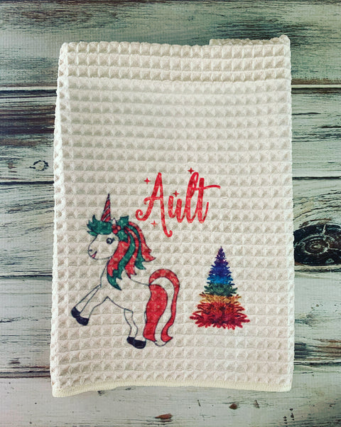 Christmas unicorn Dish Towel