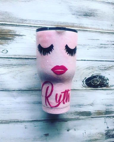 Eye lashes and lip stick Custom 30 oz Rtic cup