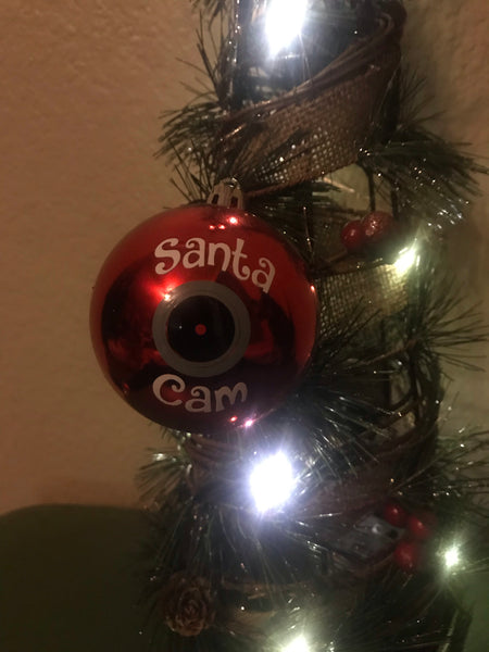 Red Santa Camera Ornament