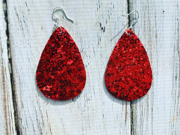 Red Glitter Earrings