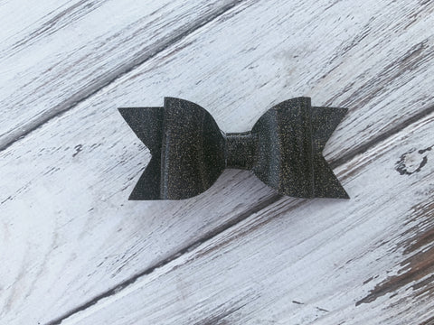 Black gold glitter Faux Leather Bow