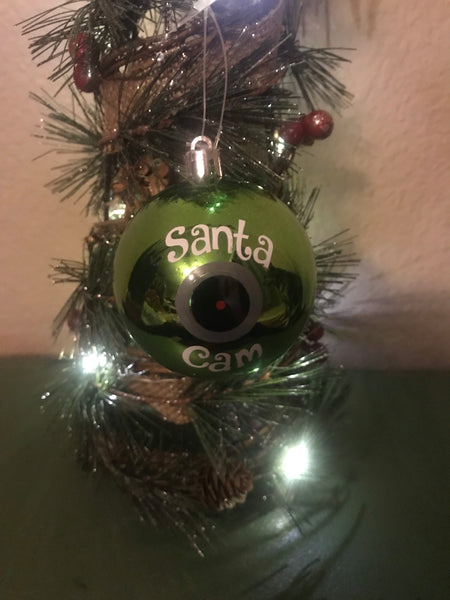 Green Santa Camera Ornament