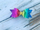 Rainbow faux leather Bow