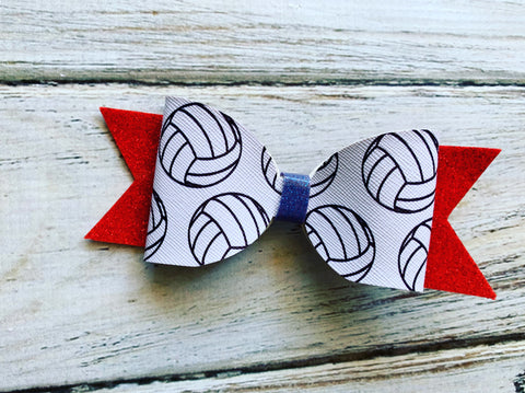 Volleyball Faux Leather Bow