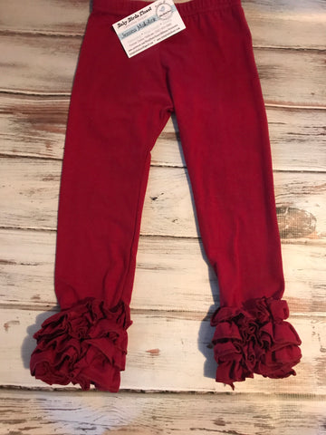 Maroon Ruffle Icing leggings