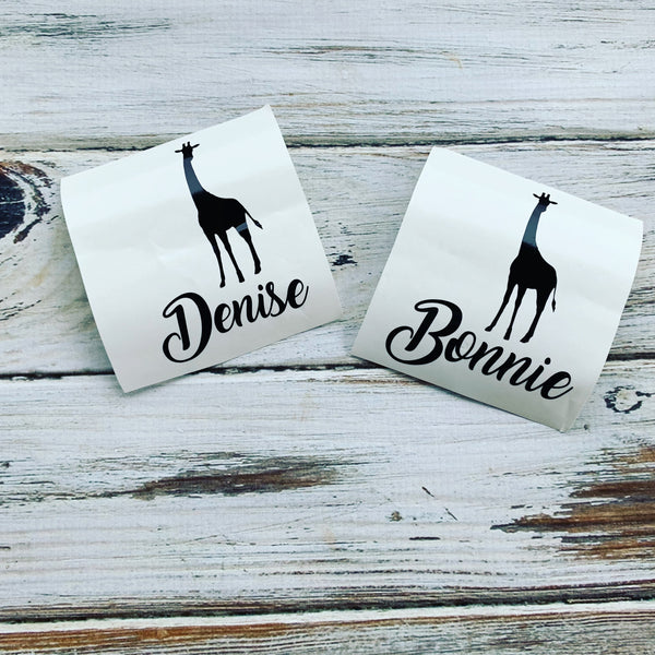 Giraffe name vinyl decal