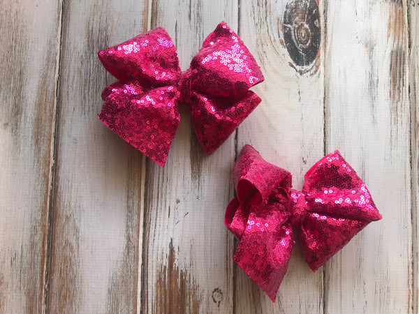 Large Pink Sequin Glitter Bow