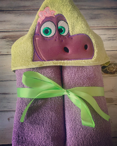 Girl Dinosaur Hooded Towel