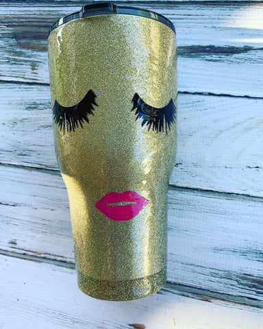 Eye lashes and lip stick Custom 30 oz Rtic cup