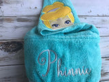 Cinderella hooded towel, princess towel, custom towel