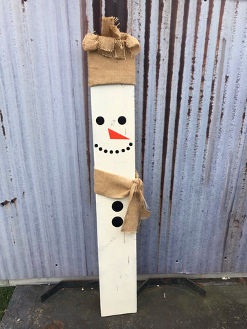 Wooden Porch Snowman