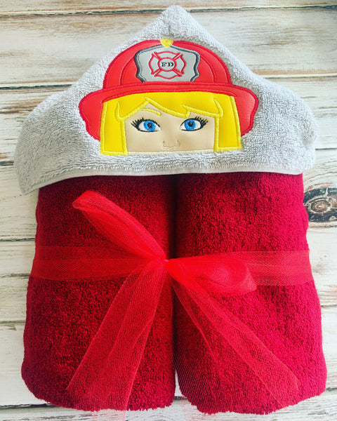 Girl Firefighter Hooded Towel