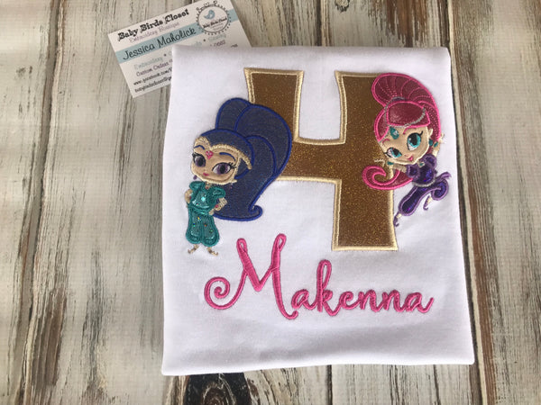 Shimmer and Shine 4th Birthday Shirt