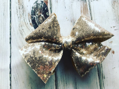 Large Gold Sequin Glitter Bow