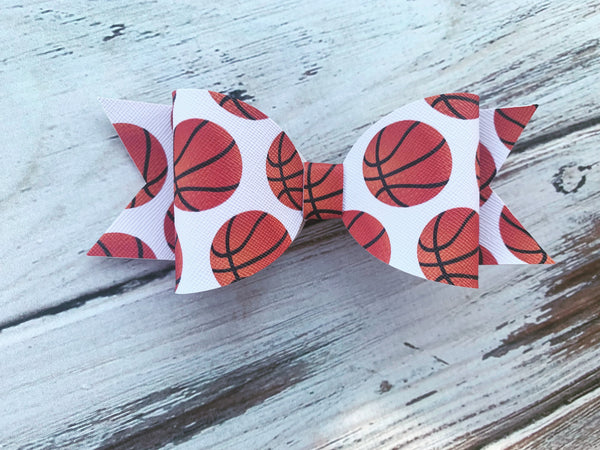 Basketball Faux Leather Bow