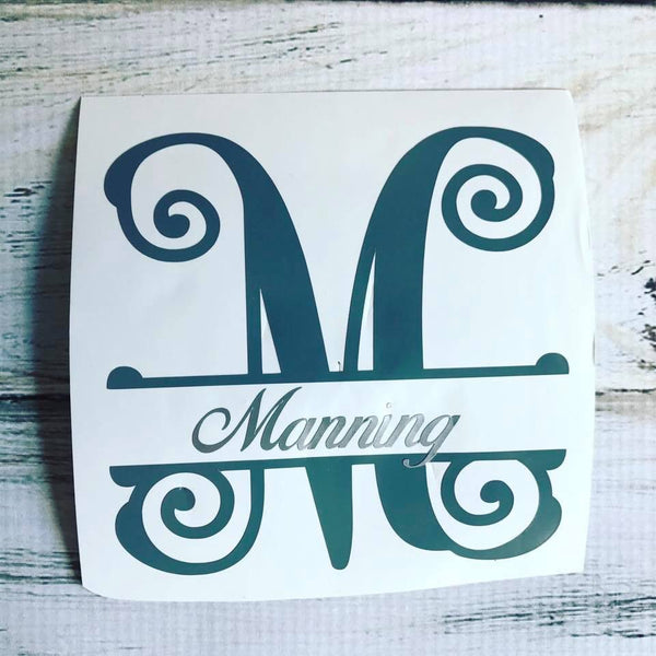 Split letter monogram vinyl decal