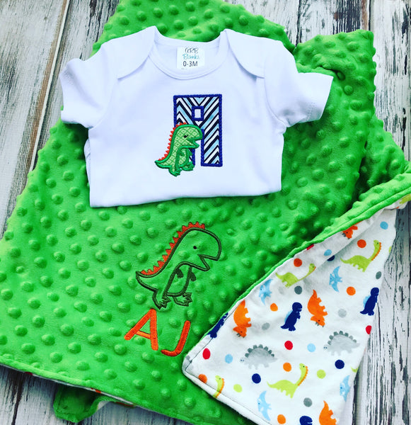 2 piece dinosaur baby gift set