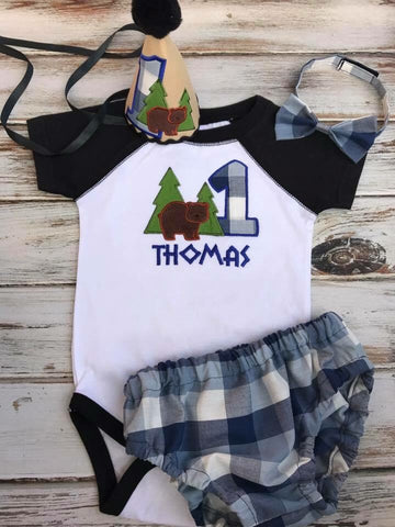 Wild and Free camping smash cake outfit